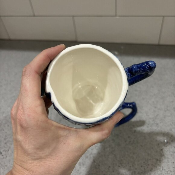 2 Cracker Barrel Coffee Mugs Sea Shell Nautical Blue Textured Beach Theme Gift - Picture 3 of 6